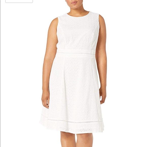 calvin klein eyelet fit & flare midi dress